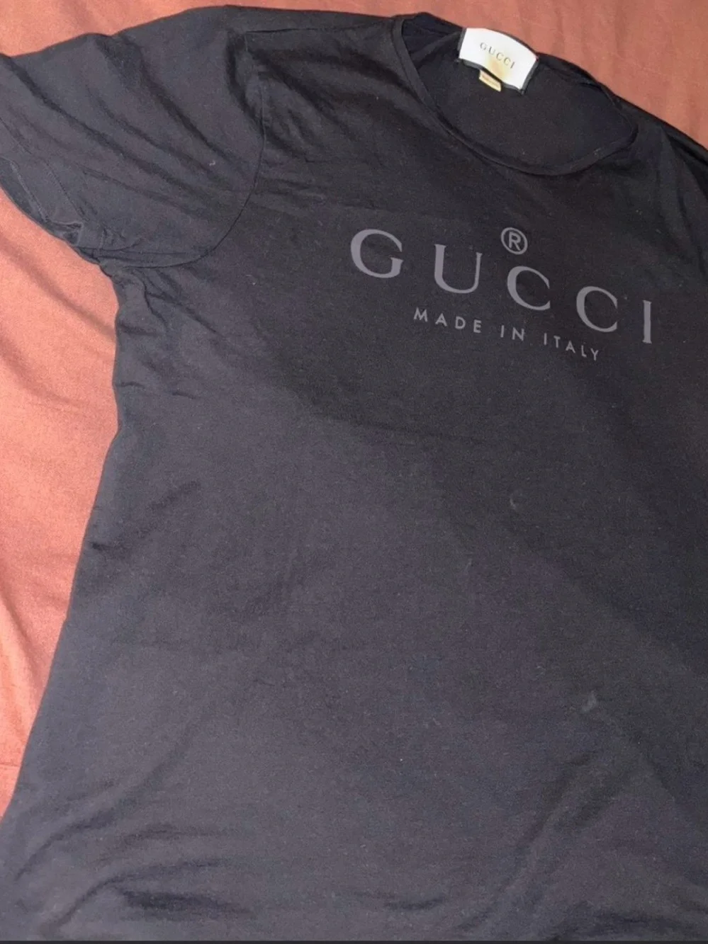 Gucci Black Short-Sleeve Tee with Light Gray Logo